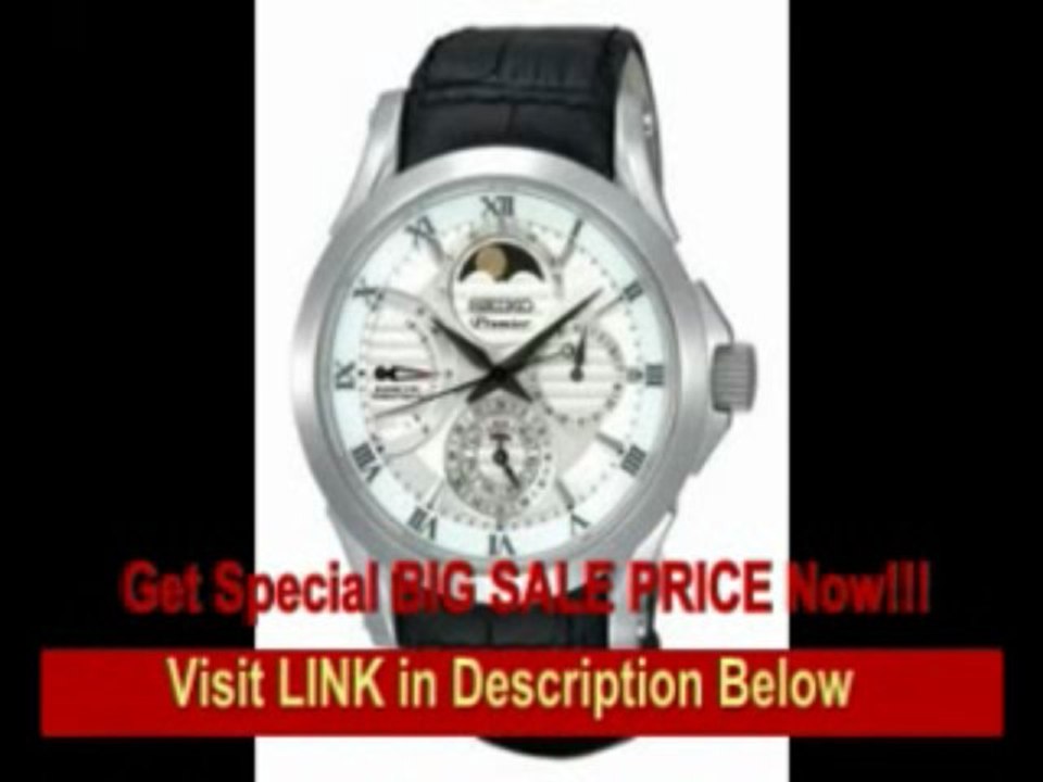 [FOR SALE] Seiko Mens Kinetic Direct Drive Moon Phase - Stainless - White Dial - Leather