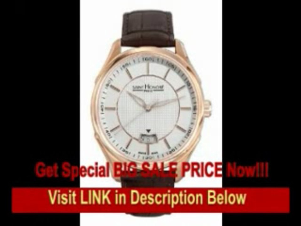 [FOR SALE] Saint Honore Men's 861050 8AFIR Carrousel Paris Rose Gold PVD Brown Genuine Leather Date Watch