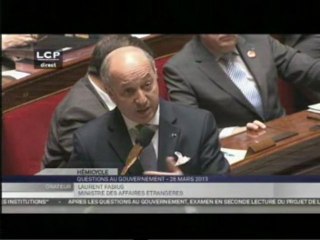 Download Video: Israël / Palestine - Déclaration de Laurent Fabius à l'Assemblée Nationale (26/03/2013)