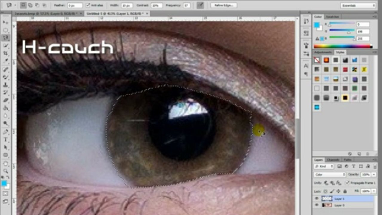 Tutorial 3 : How To Change Eyes Color In Photoshop { H-couch / Tutorial }