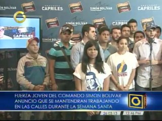 Descargar video: Fuerza Joven del Comando Simón Bolívar llevará propuestas de Capriles a playas, plazas y parques en Semana Santa