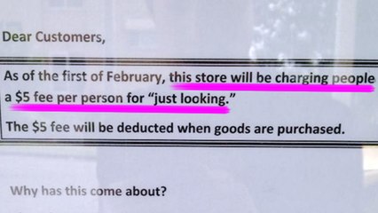 Grocery Store Charging People for "Just Looking"