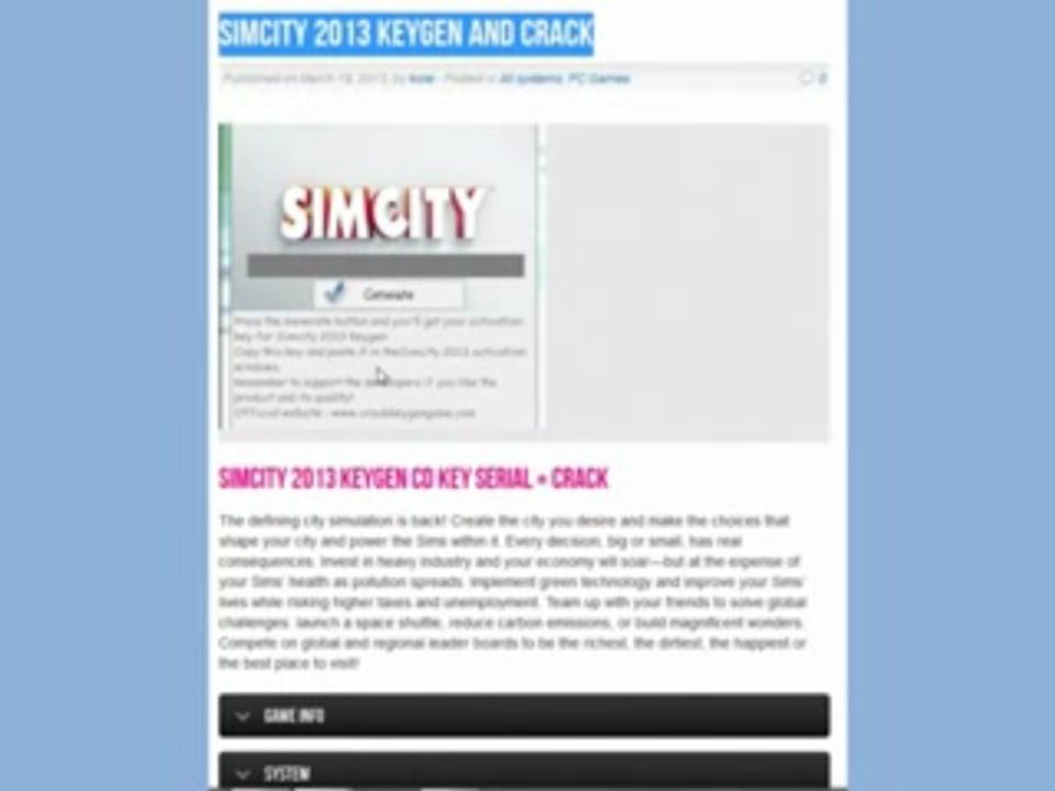 Simcity 5 (2013) µ Keygen Crack + Torrent FREE DOWNLOAD , Générateur de clé