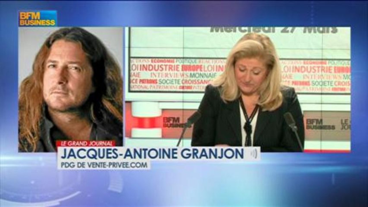 Jacques-Antoine Granjon, vente-privee.com et Bob Sinclar, DJ dans Le Grand Journal - 27 mars 3/4
