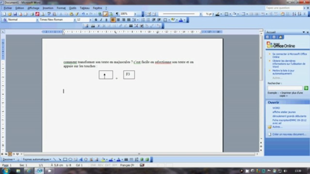 convertir un texte de majuscules à minuscules