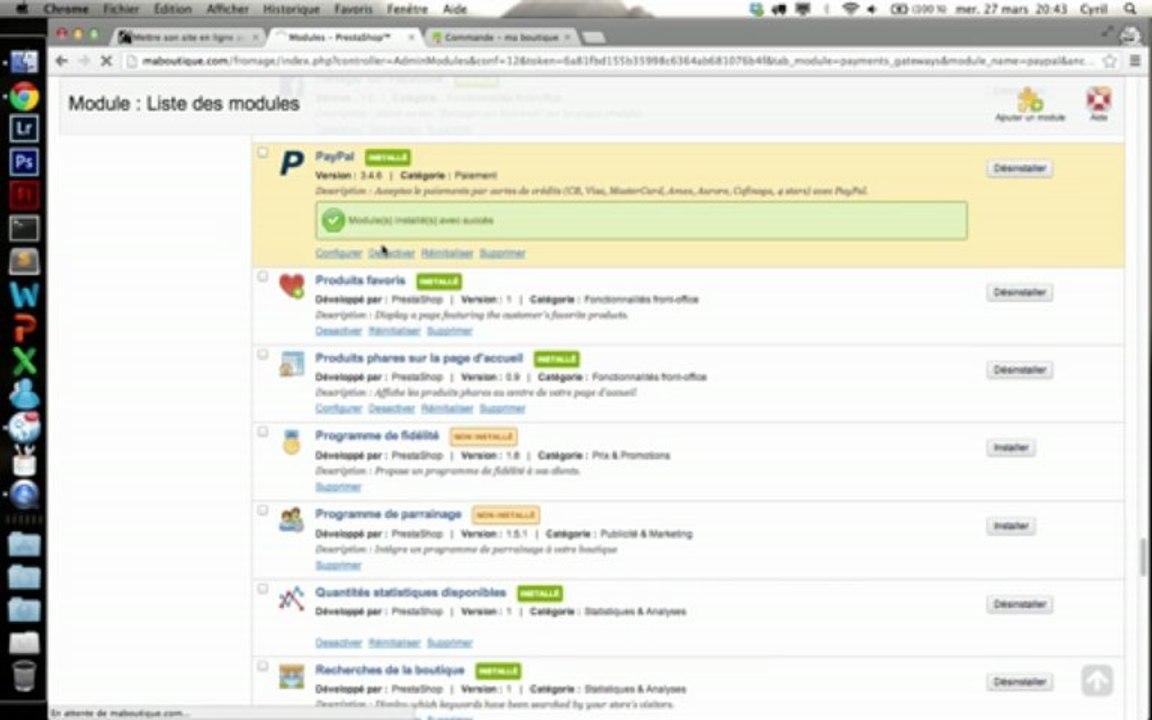 Créatiim - Installer Prestashop et activer Paypal