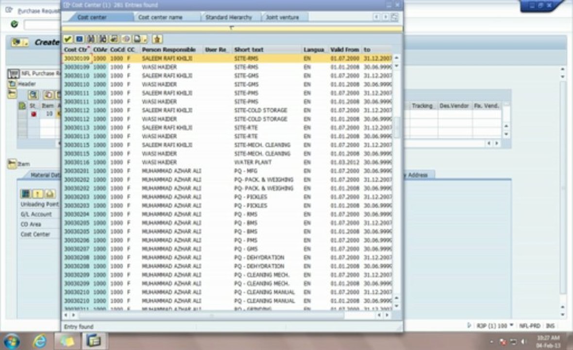 ME51N - Create Purchase Requisition
