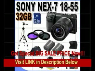 [SPECIAL DISCOUNT] Sony Alpha NEX-7 Interchangeable Lens Digital Camera w/18-55mm Lens (Black) + 32GB SDHC Memory + 2 Extended Life...