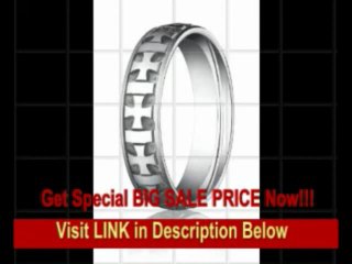 [SPECIAL DISCOUNT] (Lifetime Guarantee) 14k White Gold Wedding Band Ring, Comfort Fit Gaelic Cross Design, 6mm wide Si