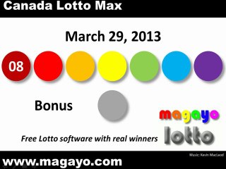 Canada Lotto Max Drawing Results for March 29, 2013