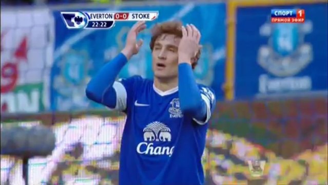 Чемпионат Англии 2012-13 31 тур Эвертон-Сток Сити 1 тайм