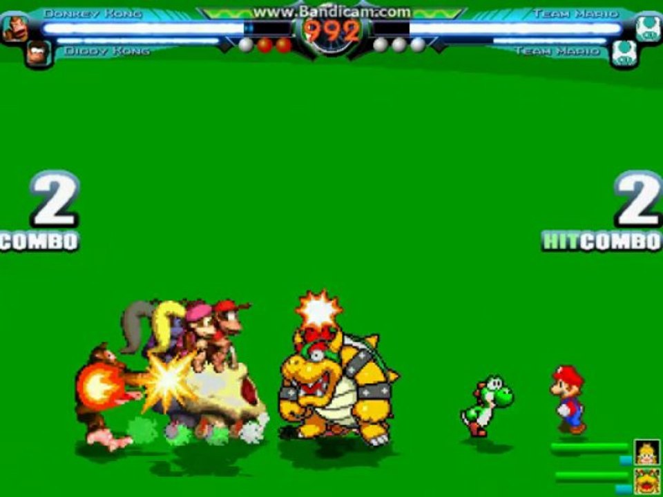 MUGEN: Donkey Kong and Diddy Kong vs Team Yoshi and Team Mario