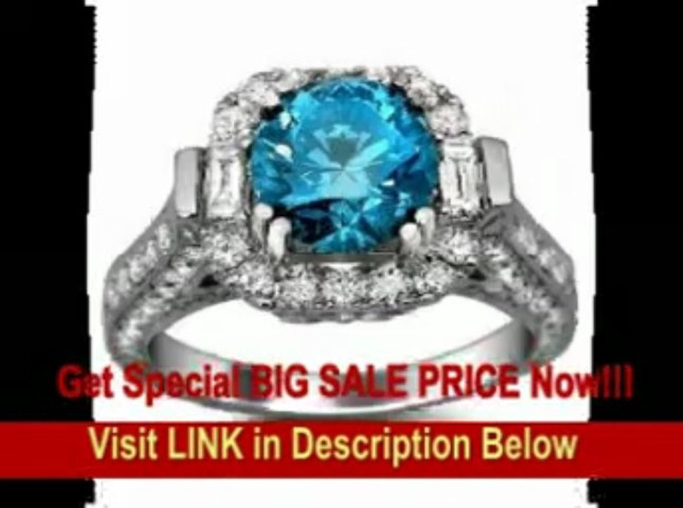 [BEST BUY] 3.53ct Fancy Blue Round Diamond Engagement Ring 18k White Gold