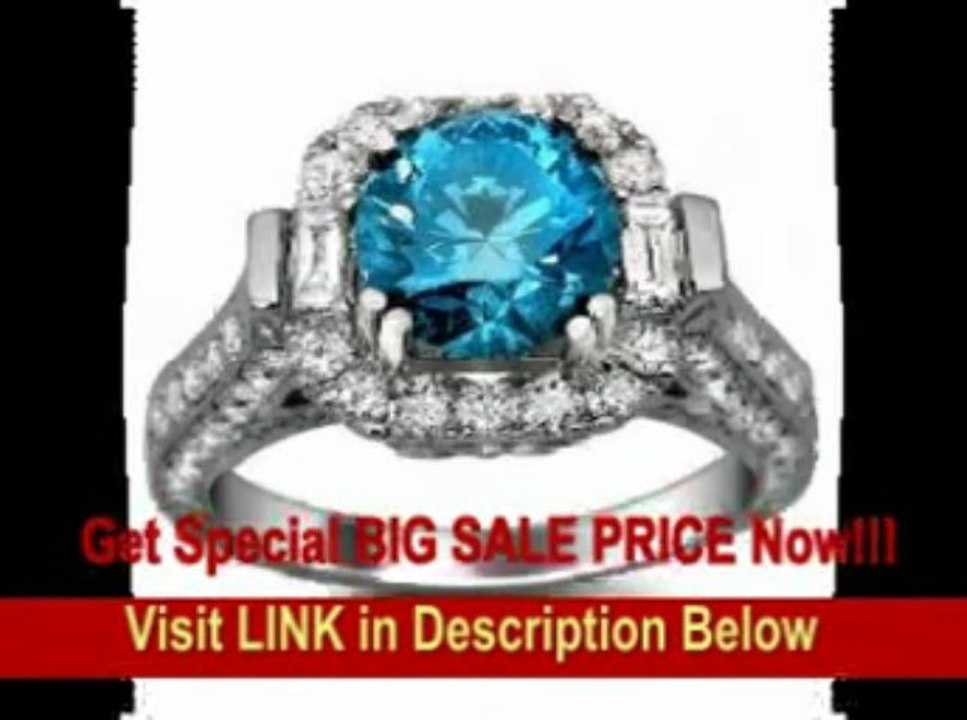 [BEST BUY] 3.53ct Fancy Blue Round Diamond Engagement Ring 18k White Gold