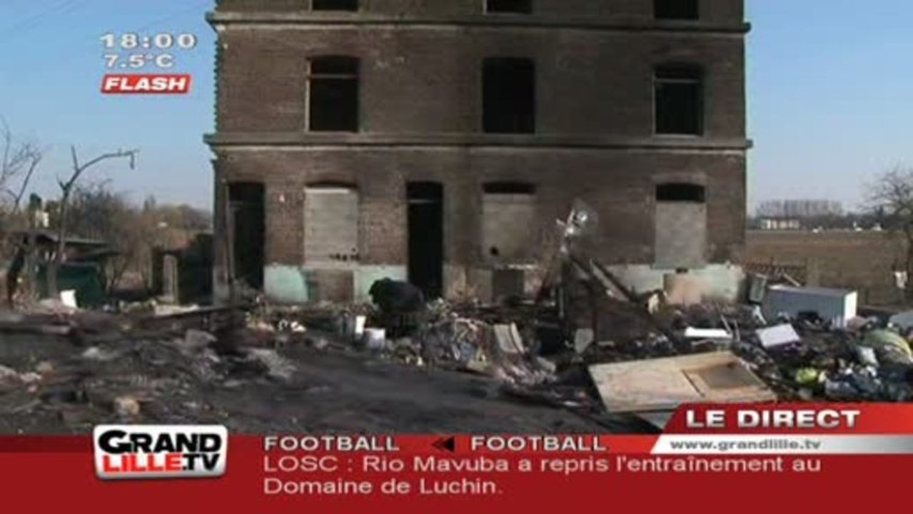 Incendie dans un campement roms (Hellemmes)