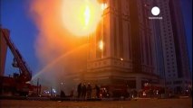 Cecenia. In fiamme grattacielo di Grozny. Nessuna vittima