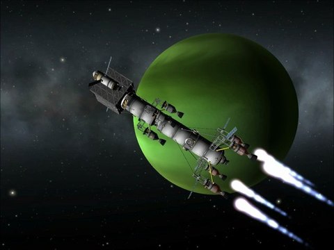 contruction en orbite du vaisseau, scan de TYLO et exploration....ou pas ksp 0.19.1 ( kerbal space program ) isa map (Tylo: lune de JOOl géante gazeuse )
