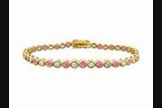 Pink Sapphire And Diamond Tennis Bracelet  14k Yellow Gold  3.00 Ct Tgw