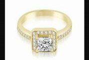 1.05 Ct Halo Princess And Round Cut Diamond Engagement Ring In 14k Yellow Gold (hi Color, Si2 Clarity)