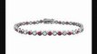 Ruby And Diamond Tennis Bracelet  14k White Gold  3.00 Ct Tgw