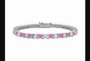 Pink Sapphire And Diamond Tennis Bracelet  14k White Gold  3.00 Ct Tgw