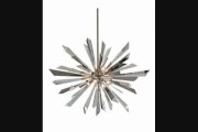Corbett Lighting 14048 Inertia 8 Light Large Foyer Chandelier In Silver Leaf With Crystal & Polished Staineless Prisms Crystal