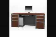 Bestar 938691439 Connexion Executive Desk Kit Including Assembled Pedestals In Bordeaux  Slate Finish