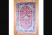 Persian Handknotted Kashan Red Navy Wool Rug (8&apos X 12&apos4)