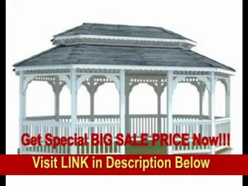 [BEST PRICE] 14' >14' x 20' Vinyl Oval Double Roof Gazebo14' x 20' Vinyl Oval Double Roof Gazebo