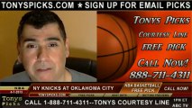 Oklahoma City Thunder versus New York Knicks Pick Prediction NBA Pro Basketball Lines Odds Preview 4-7-2013