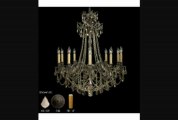 American Brass And Crystal Ch9258as02gst Biella 10 Light Single Tier Chandelier In Antique Black Glossy With Clear Strass Pendalogue Crystal