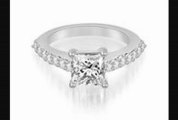 1.05 Ct Cathedral Round And Princess Cut Diamond Engagement Ring In 14k White Gold (hi Color, Si2 Clarity)