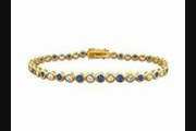 Sapphire And Diamond Tennis Bracelet  18k Yellow Gold  3.00 Ct Tgw