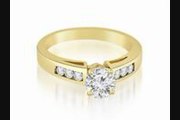 0.95 Ct Channel Set Round Cut Diamond Engagement Ring In 14k Yellow Gold (hi Color, Si2 Clarity)