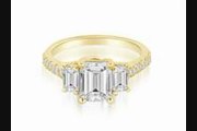 1.65 Ct Lucida Threestone Diamond Emerald Cut Engagement Ring In 14k Yellow Gold (hi Color, I1 Clarity)