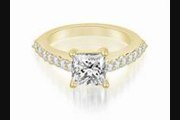 1.3 Ct Cathedral Round And Princess Cut Diamond Engagement Ring In 14k Yellow Gold (hi Color, I1 Clarity)