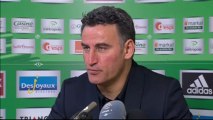 Conférence de presse AS Saint-Etienne - Evian TG FC : Christophe  GALTIER (ASSE) - Pascal DUPRAZ (ETG) - saison 2012/2013