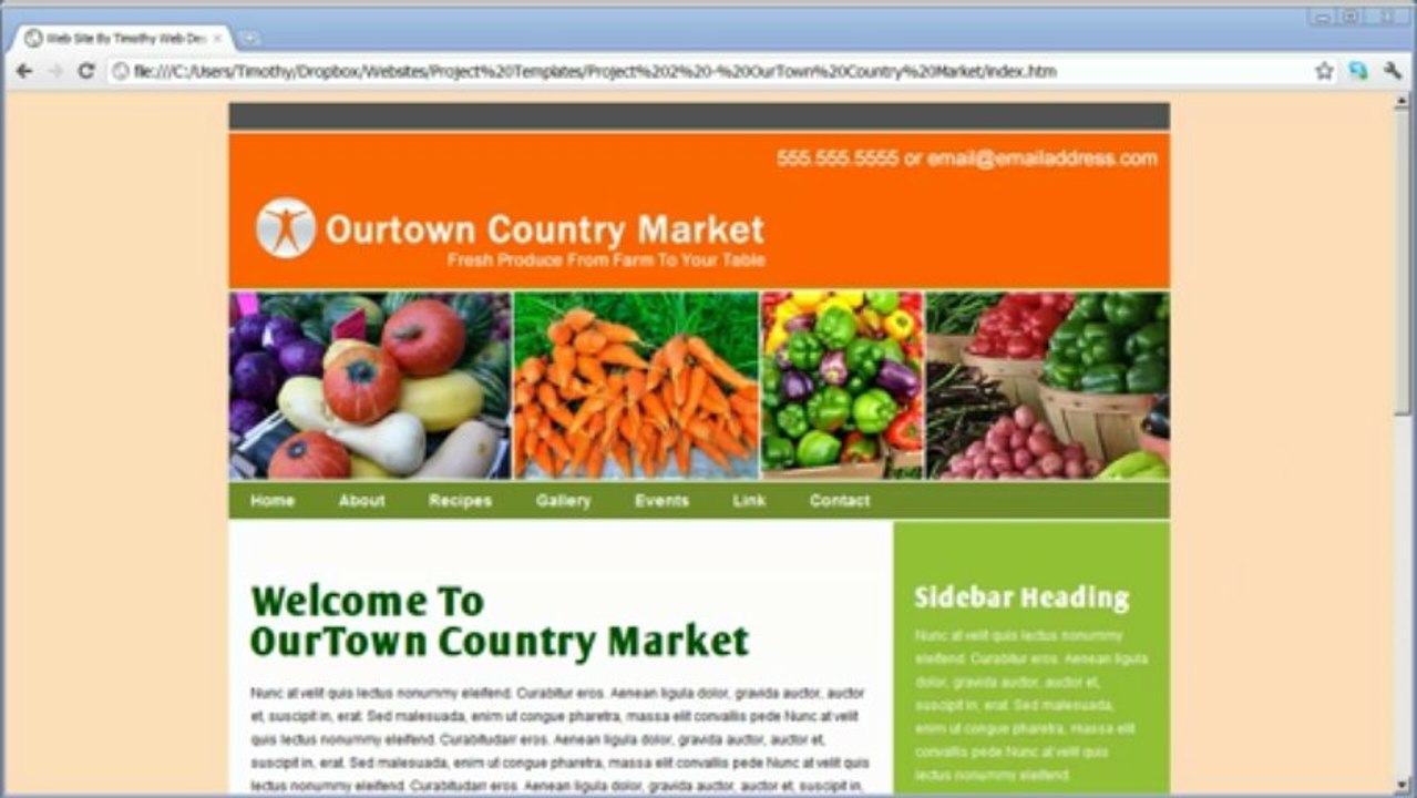 Dreamweaver Tutorial – Video 01 - Our Town Dreamweaver Training Project