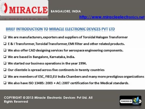 Toroidal Transformers Manufacturer - Bangalore, India