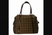 Fendi Tobacco Plaid Canvas And Leather Duffle Bag