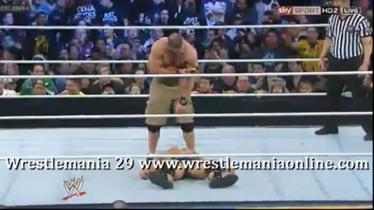 Wrestlemania 29 Triple H chair shots Brock Lesnar video
