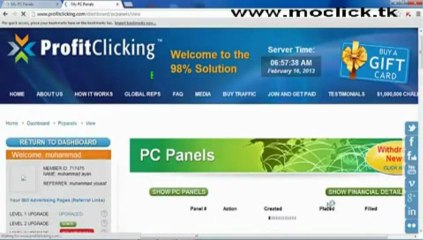 profitclicking pc panel detail  in urdu