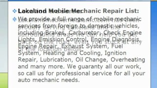 Lakeland Mobile Mechanic Service Repair
