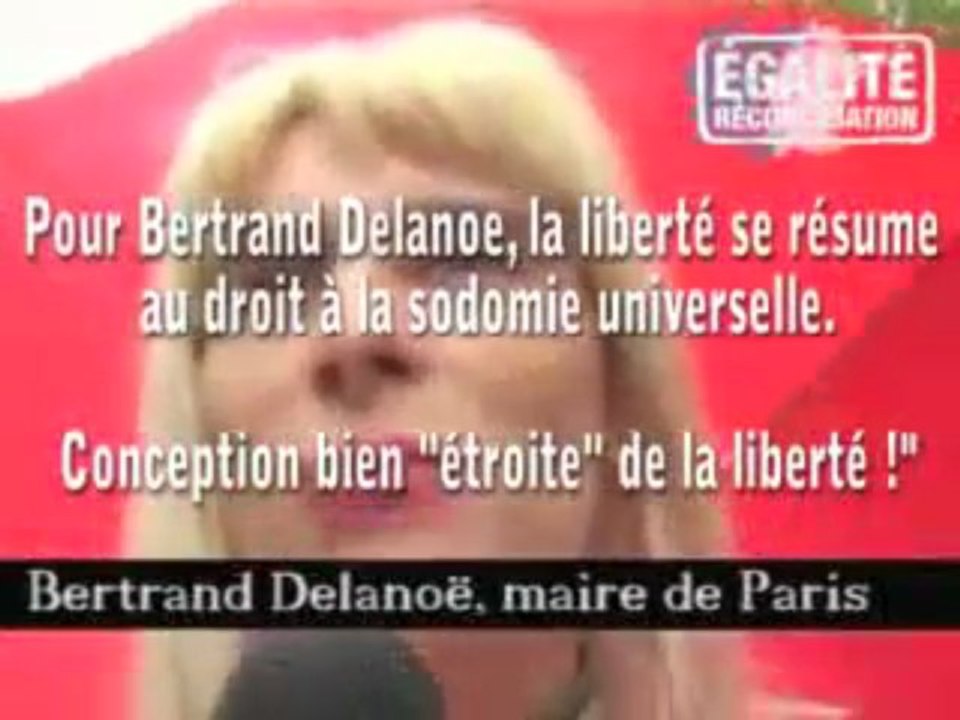 Bertrand Delanoë revendique la liberté de promouvoir la dégénérescence sexuelle et le mariage homosexuel