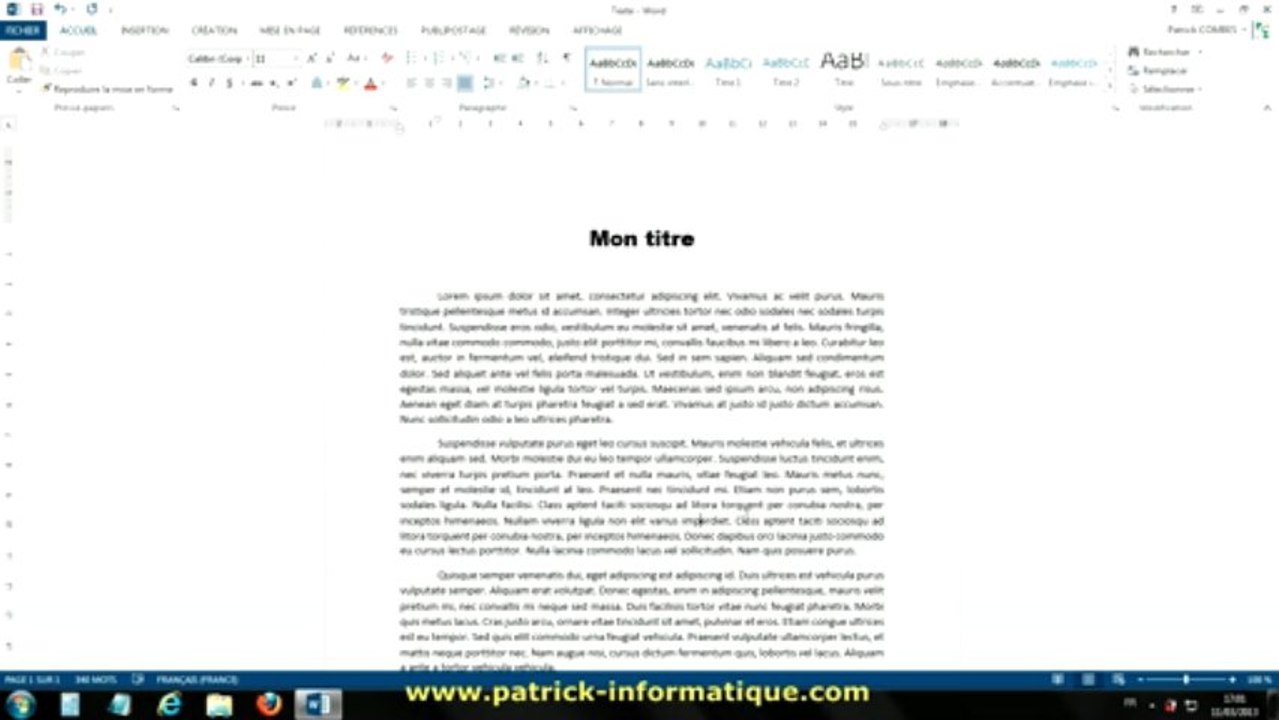 Tuto Word 2013 - Dégradé couleurs sur texte - Extrait