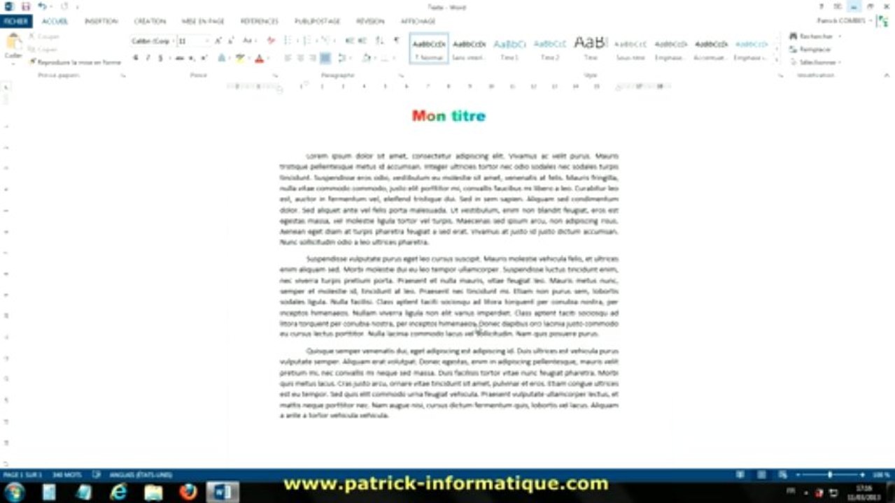 Tuto Word 2013 - Déplacer un texte - Extrait