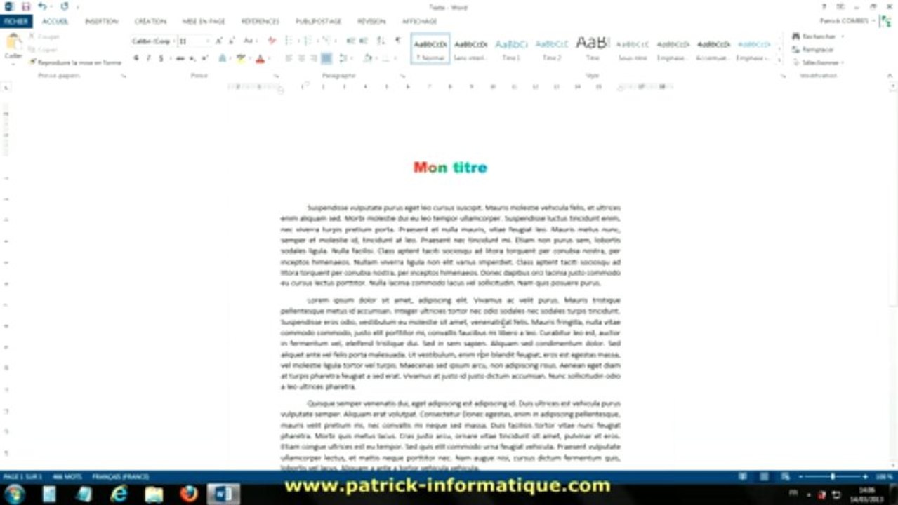 Tuto Word 2013 - Lettrine - Extrait