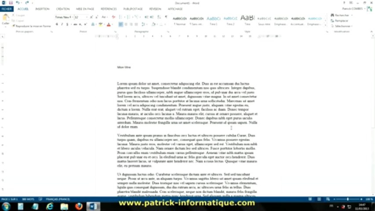 Tuto Word 2013 - Mettre en forme un texte - Extrait