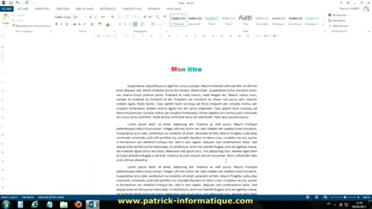 Tuto Word 2013 - Notes de bas de page et de fin de doc - Extrait