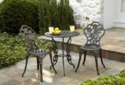 Country Living Cast Iron  Aluminum Bistro Set Pewter  Taiwan Nan Shan Bamboo Ware Co